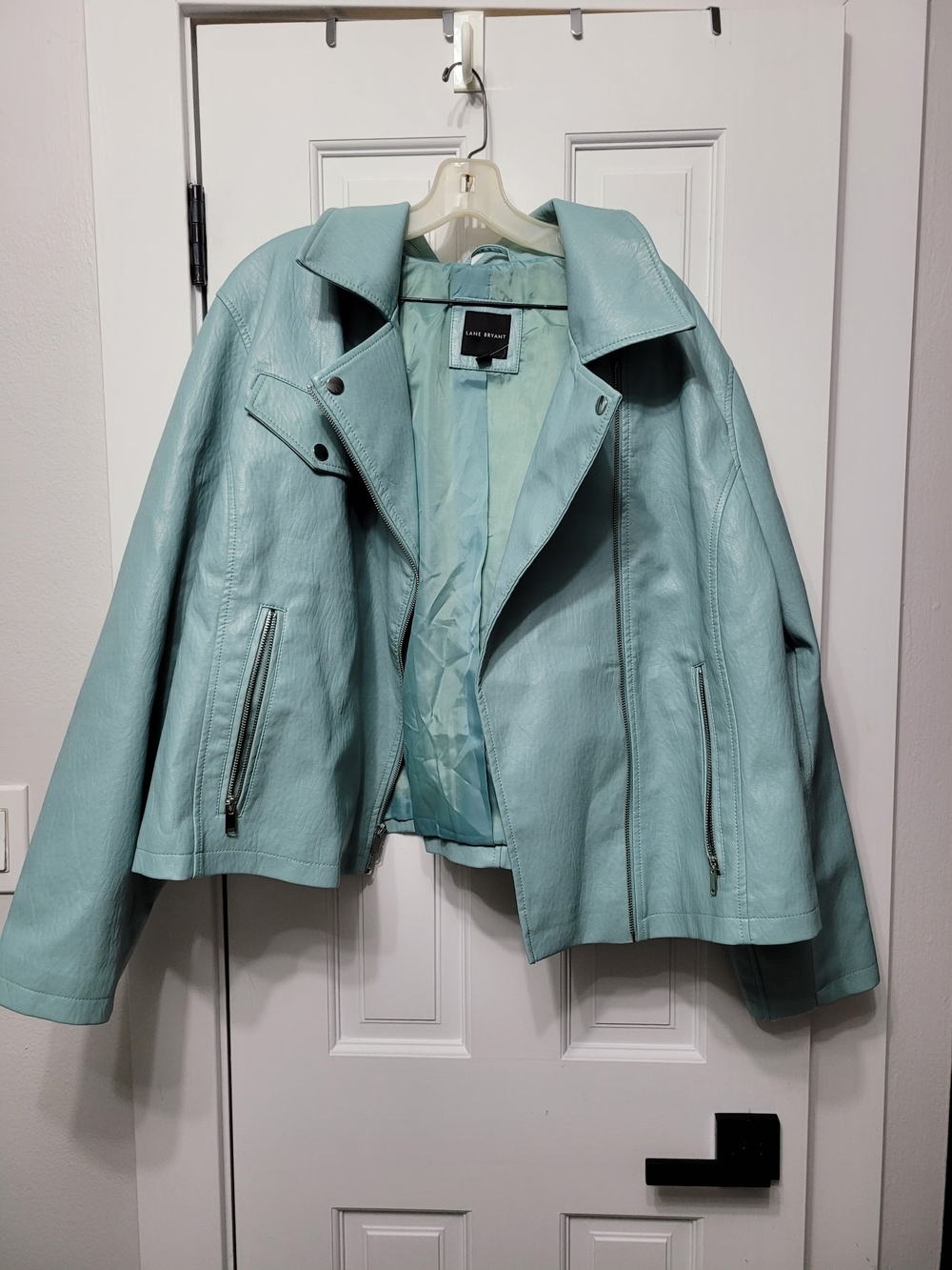 Lane Bryant Mint Green Faux Leather Moto Jacket